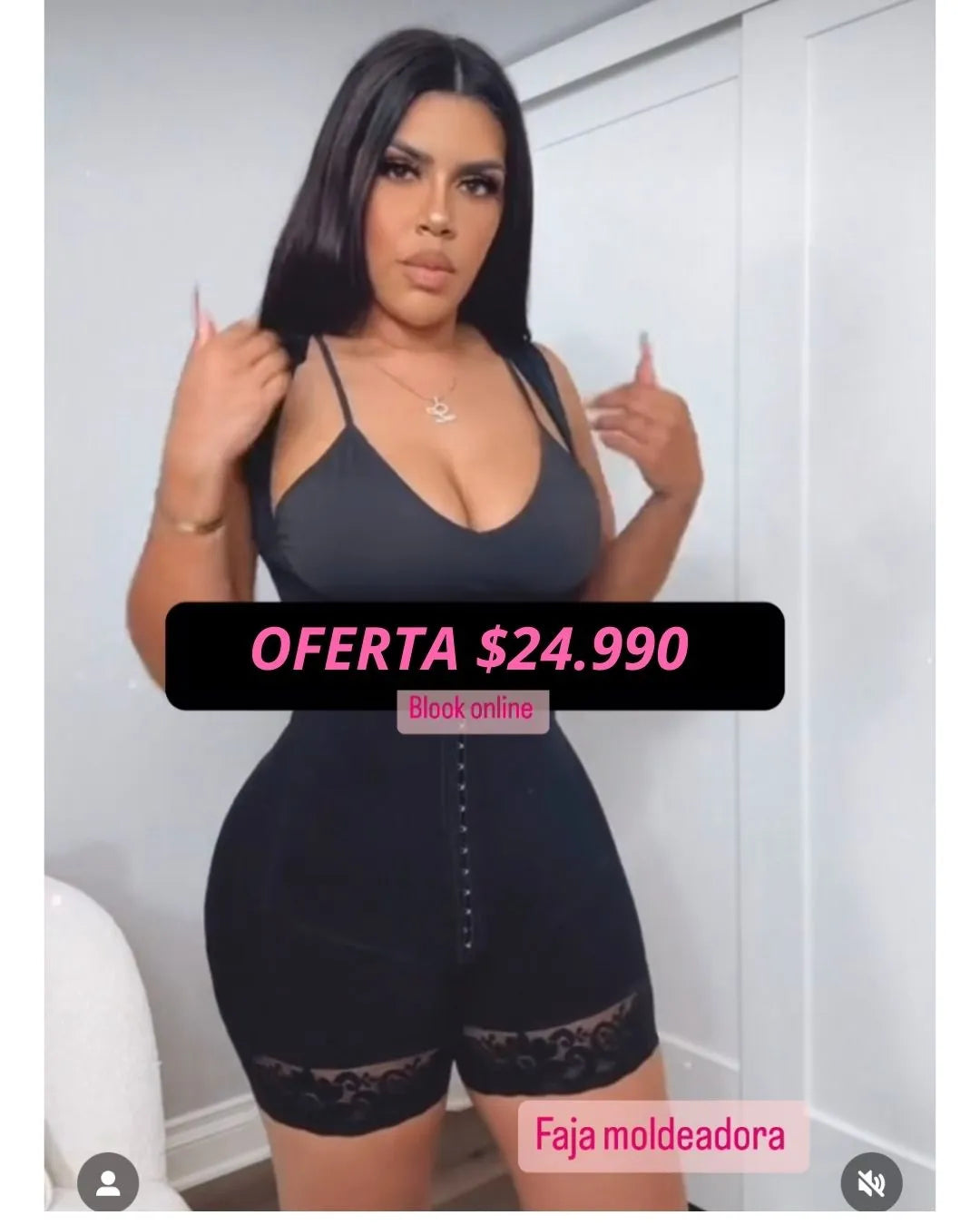 "Faja moldeadora negra de alta compresión con encaje - Oferta especial $24.990 en Blook Online Chile"