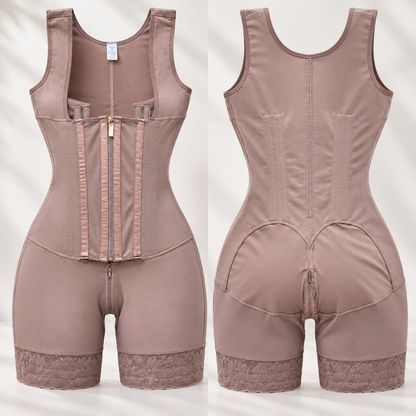 Faja 7 Varillas Doble Refuerzo color beige, frente y espalda